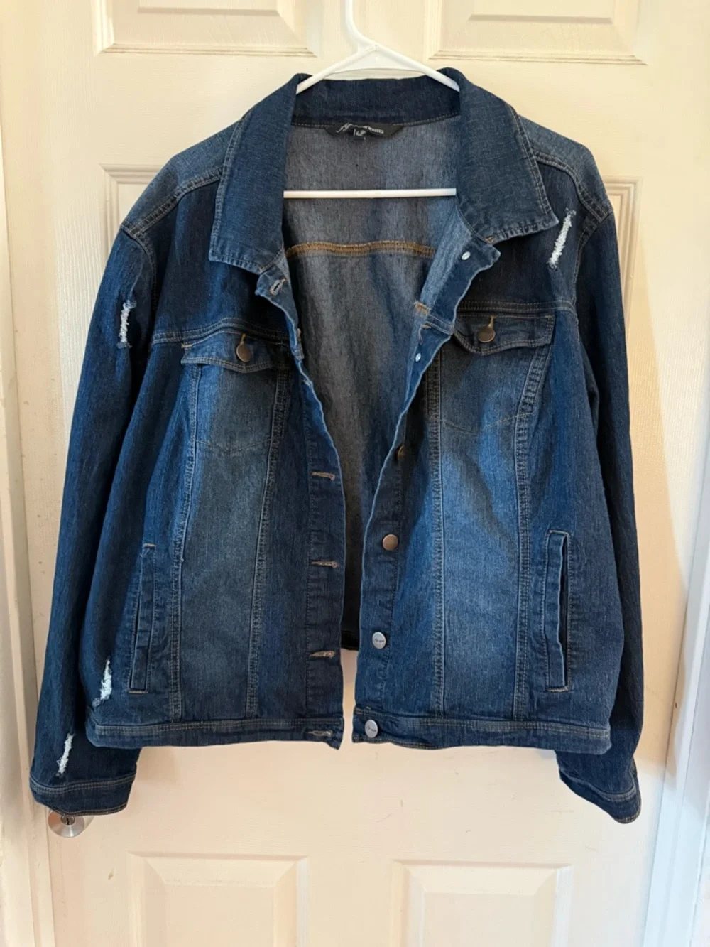 A3 Design Dark Indigo Distressed Denim Jacket - Picture 2 of 7